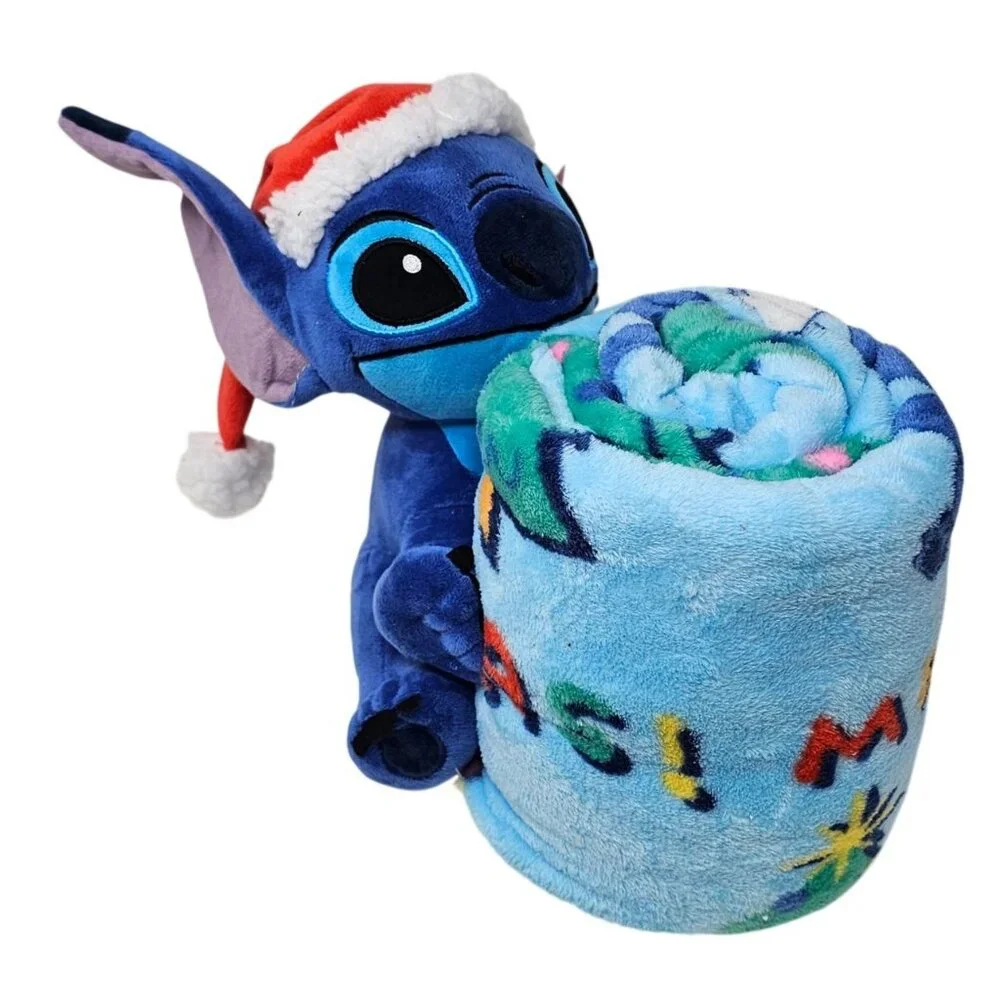 Stitch Huggable Plush and Travel Blanket Set Christmas